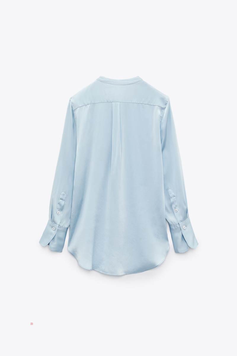 ZARA SILK Blusar Dam Ljusblå | VUYML-0417