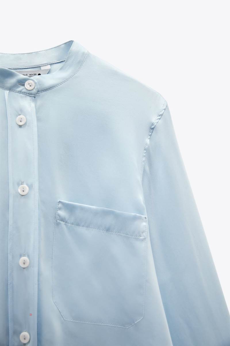 ZARA SILK Blusar Dam Ljusblå | VUYML-0417