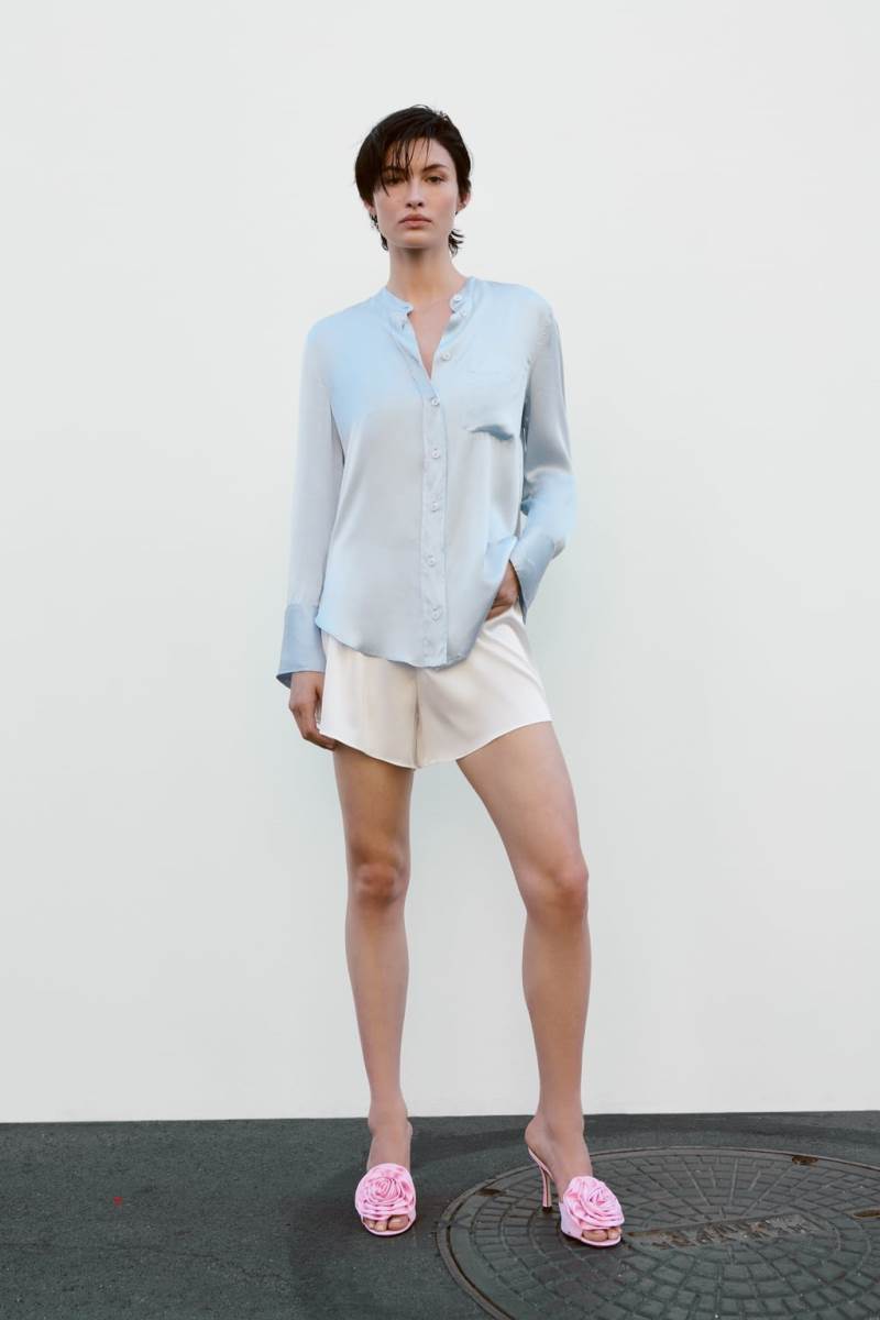 ZARA SILK Blusar Dam Ljusblå | VUYML-0417