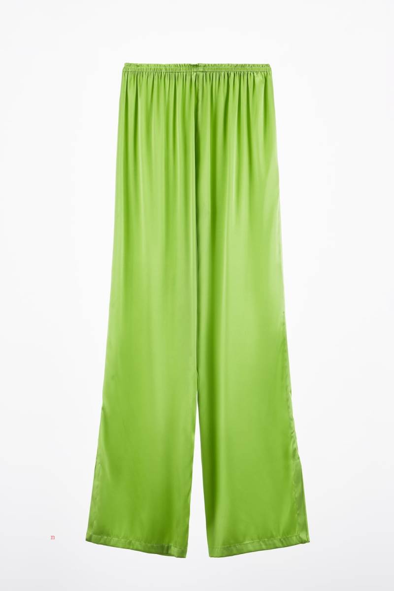 ZARA SILK LONG Byxor Dam Gröna | INBVH-0429