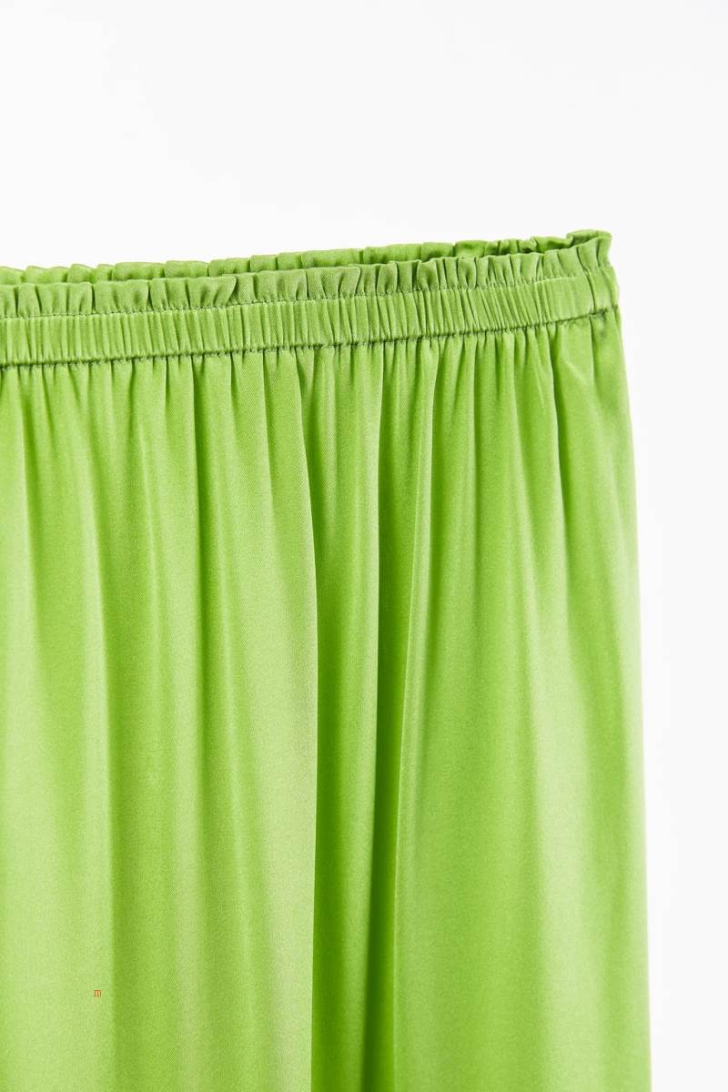 ZARA SILK LONG Byxor Dam Gröna | INBVH-0429