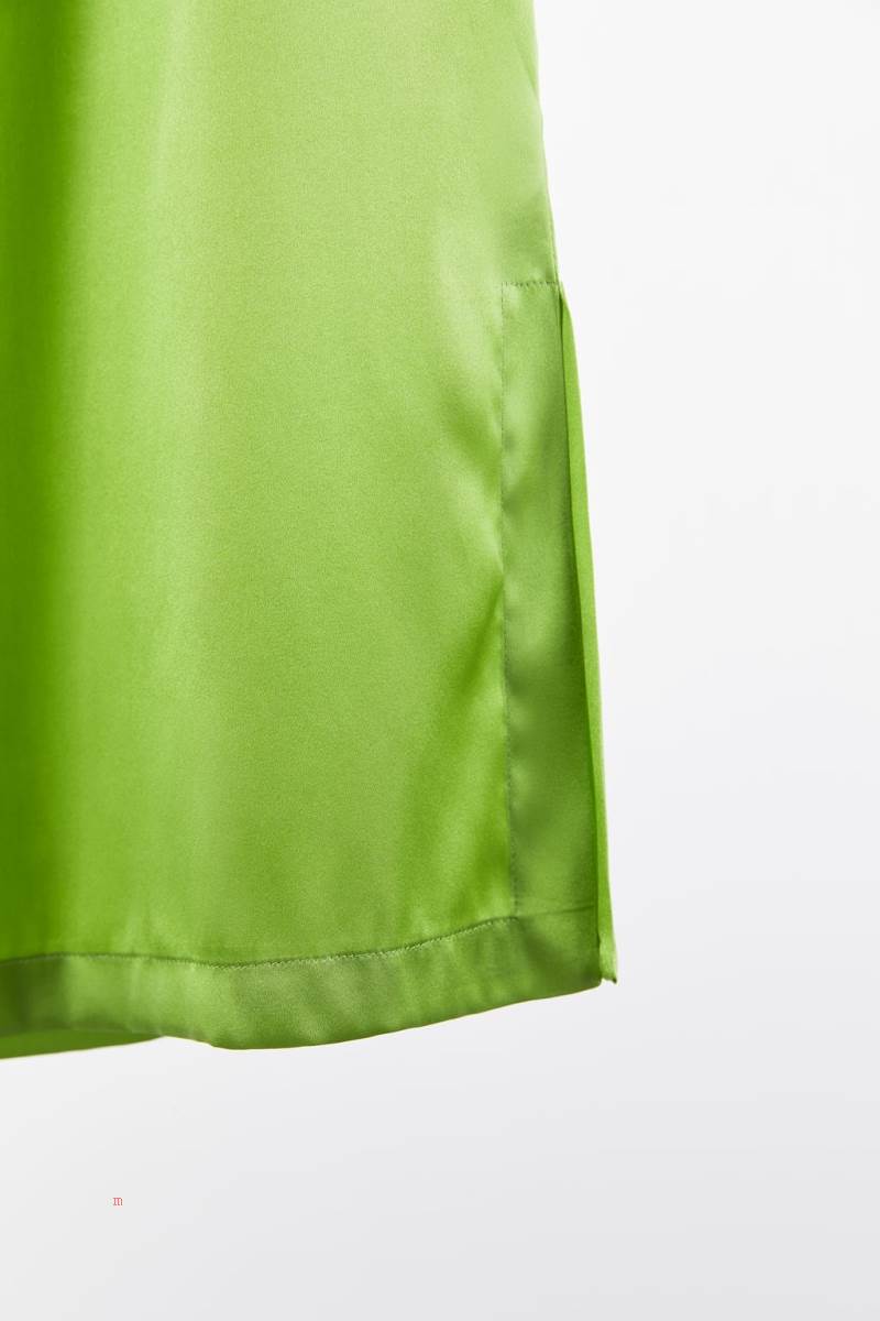 ZARA SILK LONG Byxor Dam Gröna | INBVH-0429