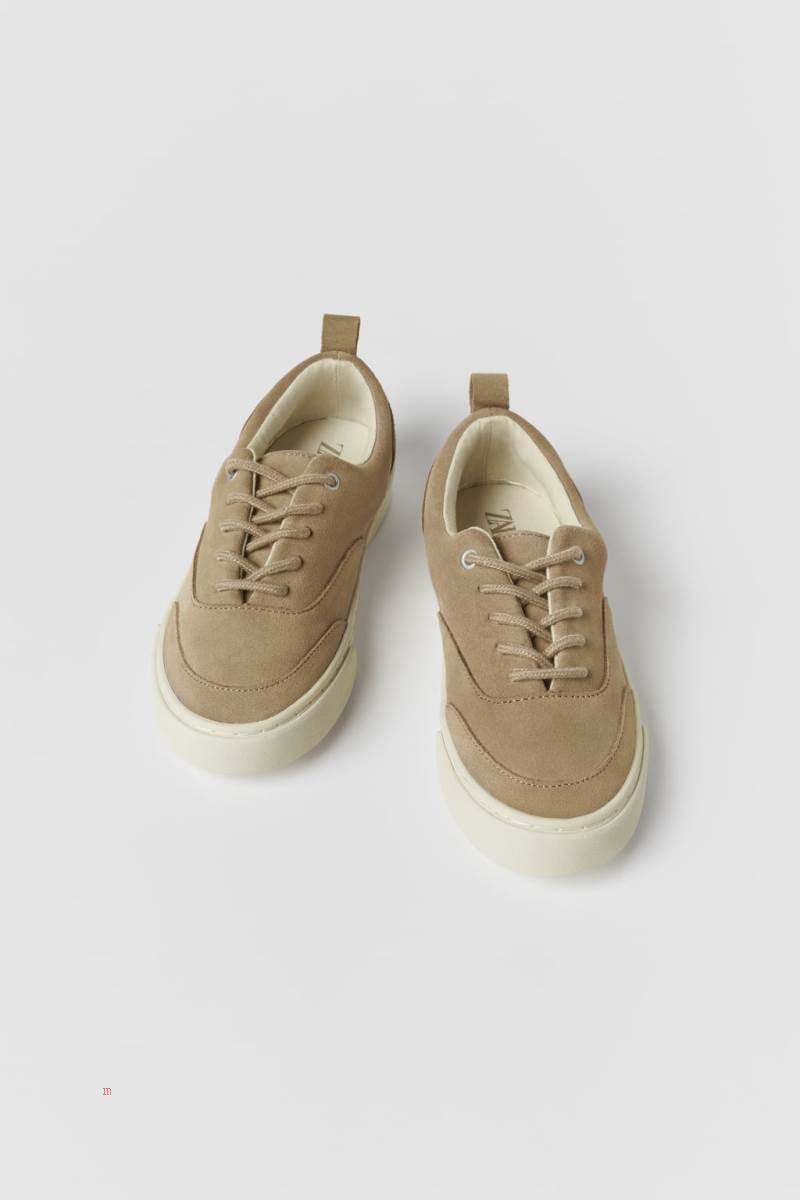 ZARA SKATE LEATHER Sneakers Tjej Vita | OZMYT-4308