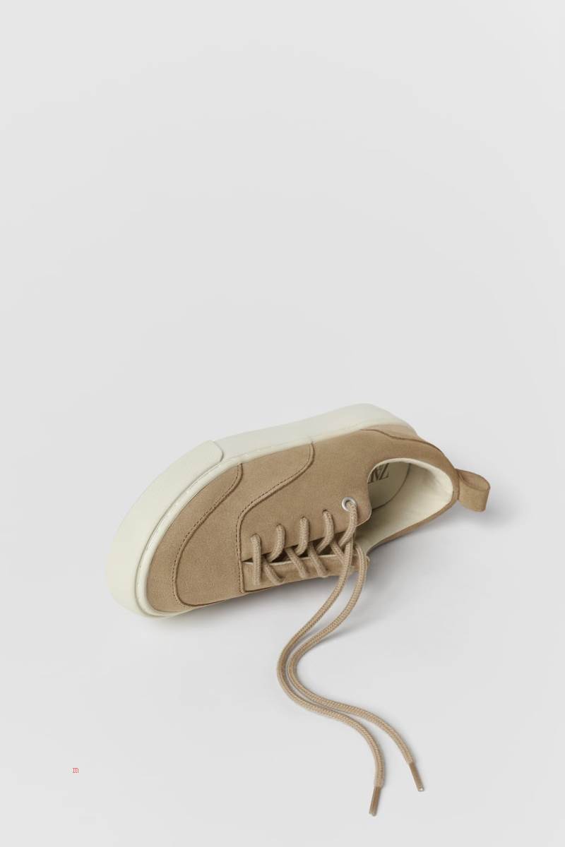 ZARA SKATE LEATHER Sneakers Tjej Vita | OZMYT-4308