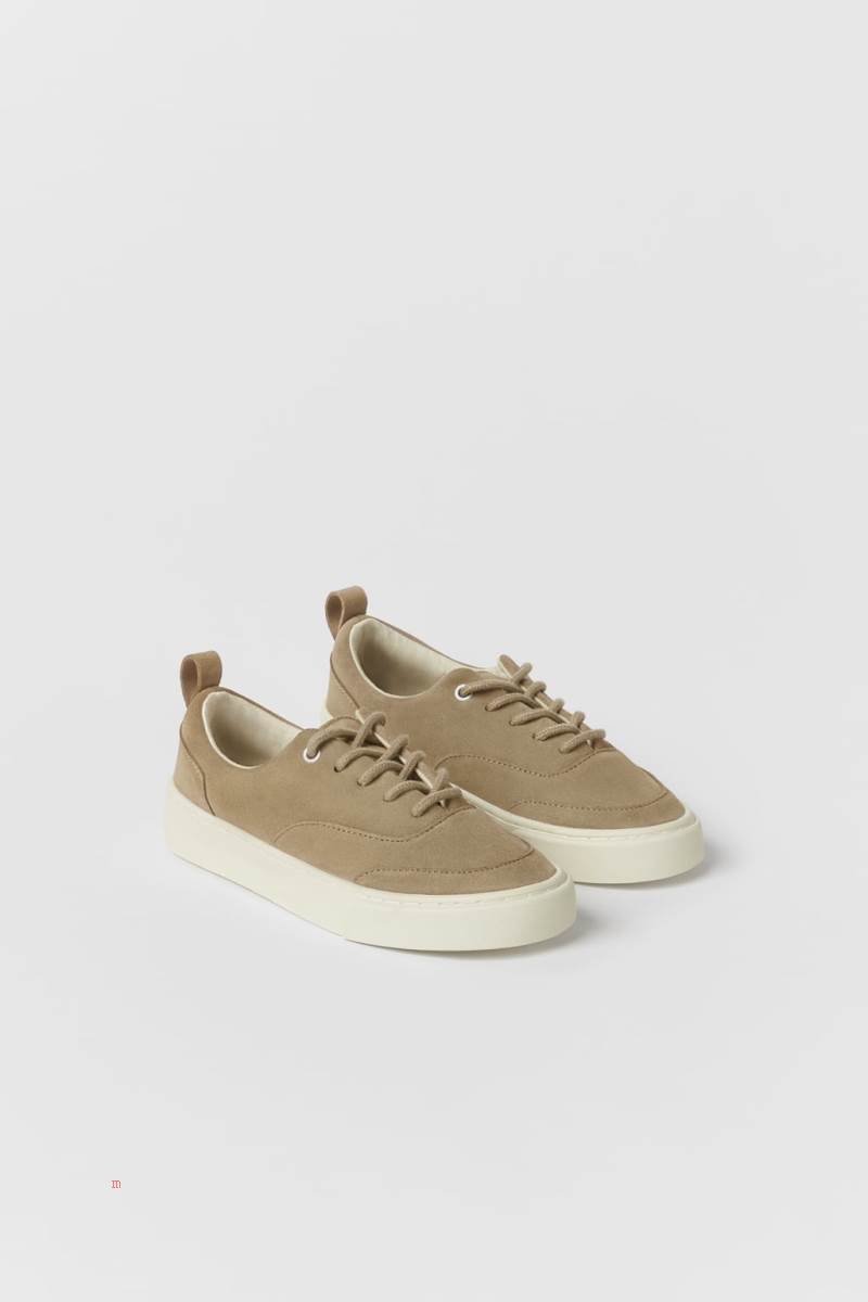 ZARA SKATE LEATHER Sneakers Tjej Vita | OZMYT-4308