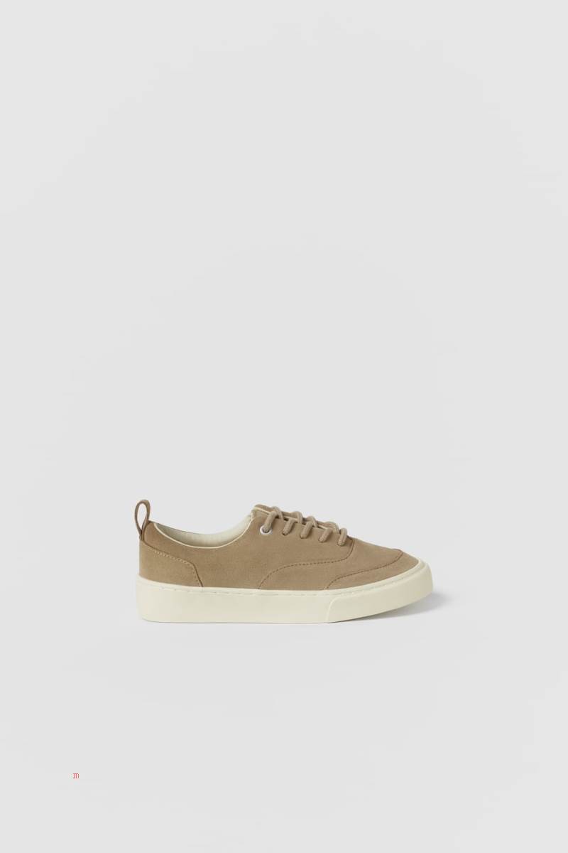 ZARA SKATE LEATHER Sneakers Tjej Vita | OZMYT-4308