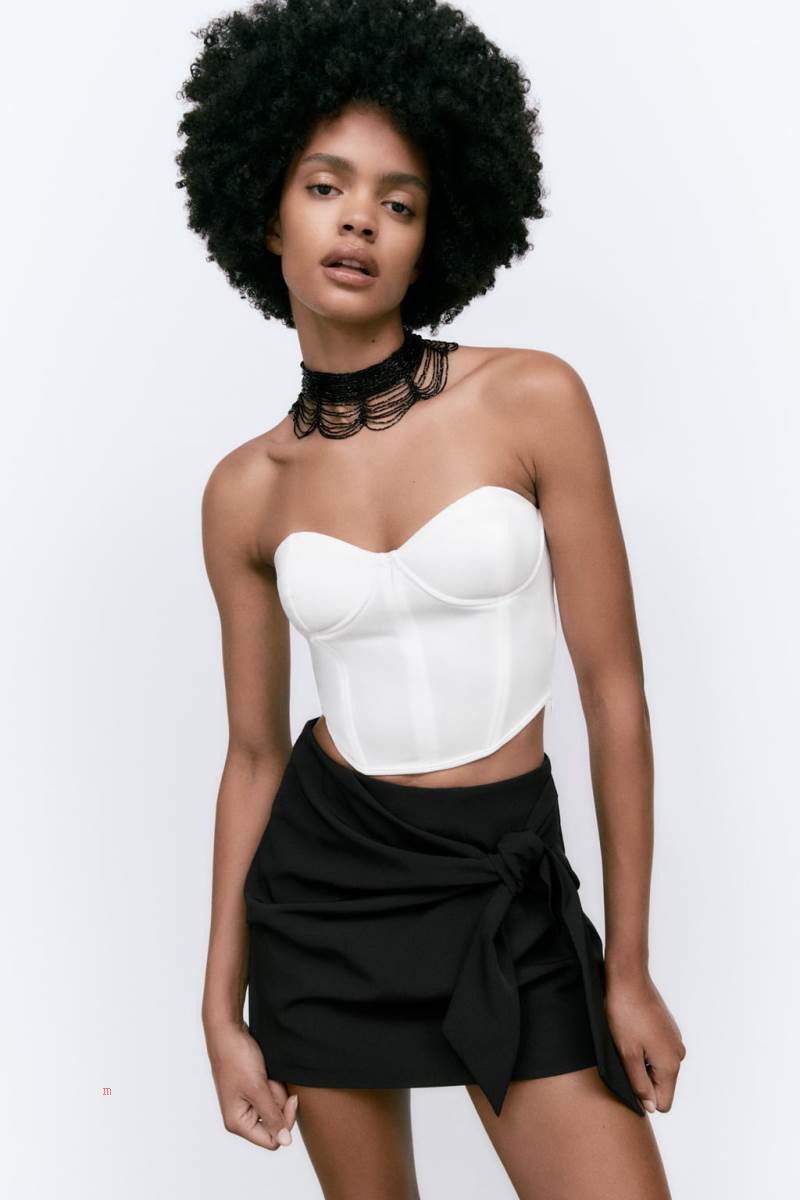 ZARA SKORT WITH KNOT DETAIL Kjolar Dam Svarta | TYFMX-5120
