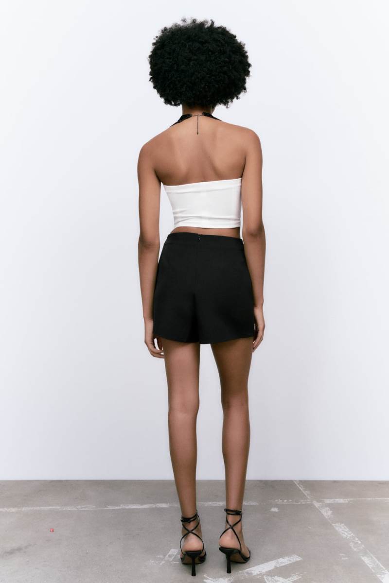 ZARA SKORT WITH KNOT DETAIL Kjolar Dam Svarta | TYFMX-5120