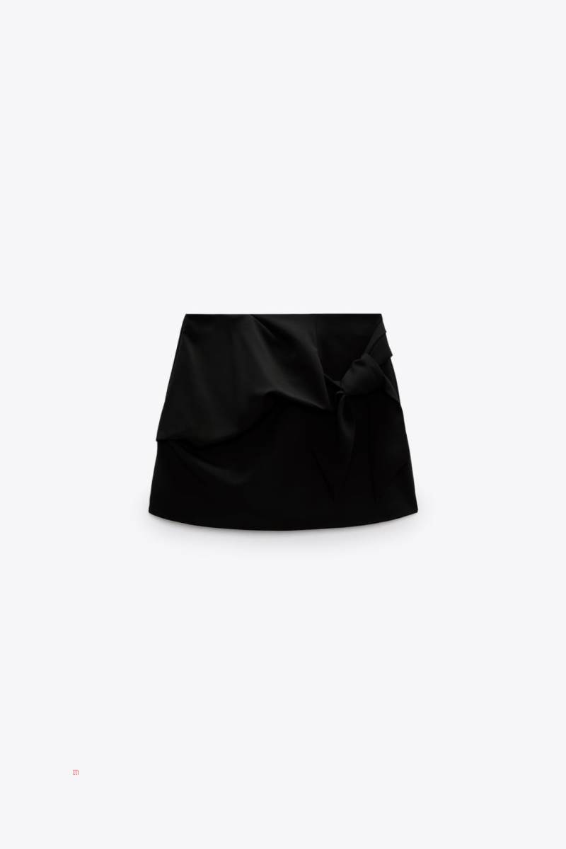 ZARA SKORT WITH KNOT DETAIL Kjolar Dam Svarta | TYFMX-5120