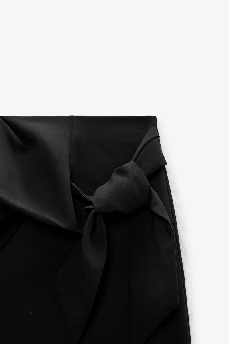 ZARA SKORT WITH KNOT DETAIL Kjolar Dam Svarta | TYFMX-5120