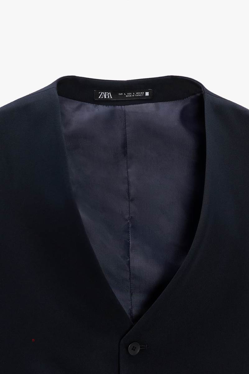 ZARA SLIM-FIT SUIT Kostym Väst Herr Marinblå Blå | XSZCN-3798