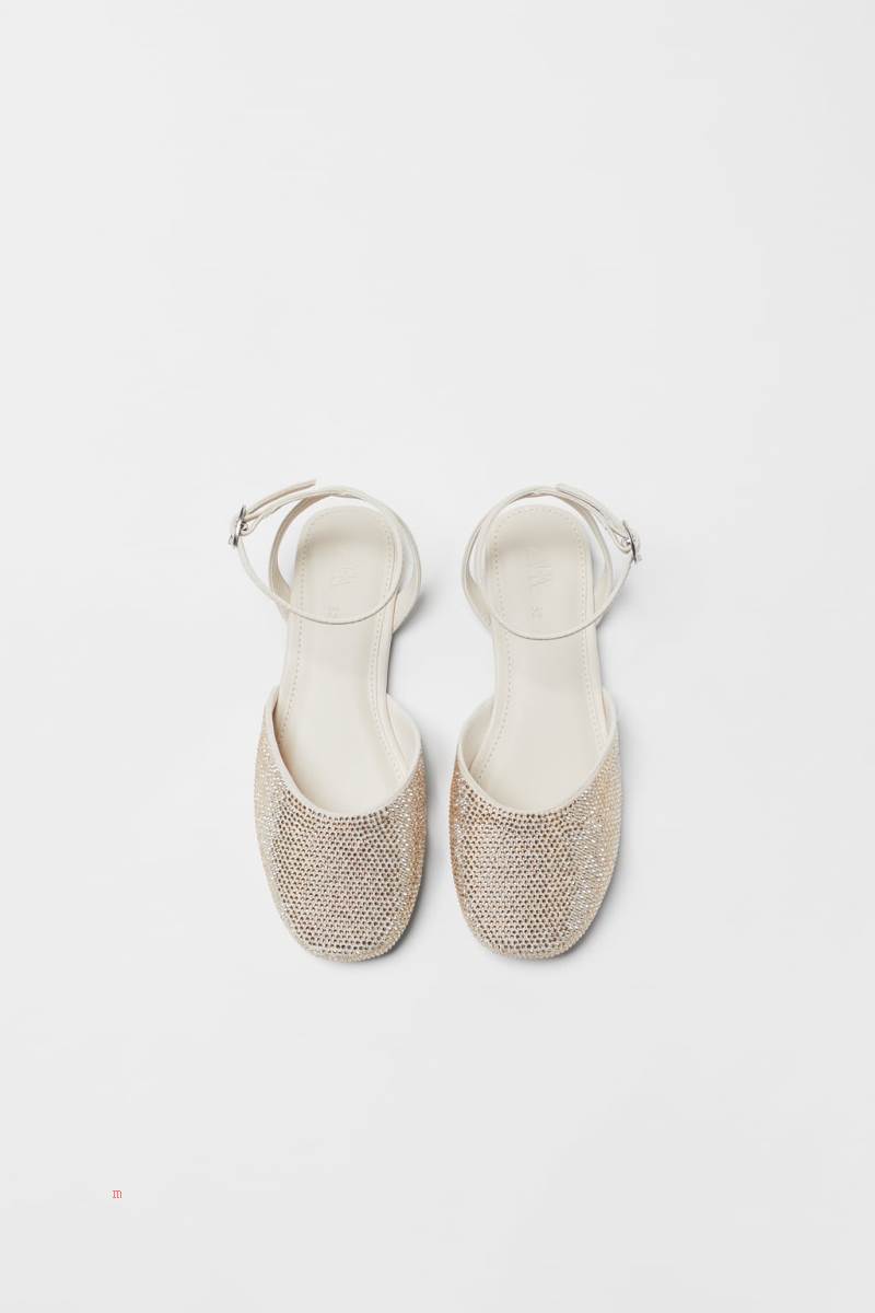ZARA SLINGBACK BALLET FLAT WITH DETAILS Ballerina Tjej Guld | RCZAB-9670