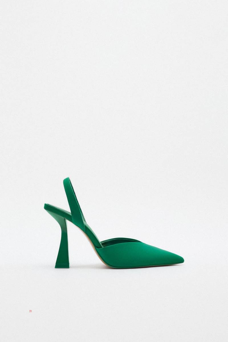 ZARA SLINGBACK Högklackade Skor Dam Gröna | UEPYH-0149
