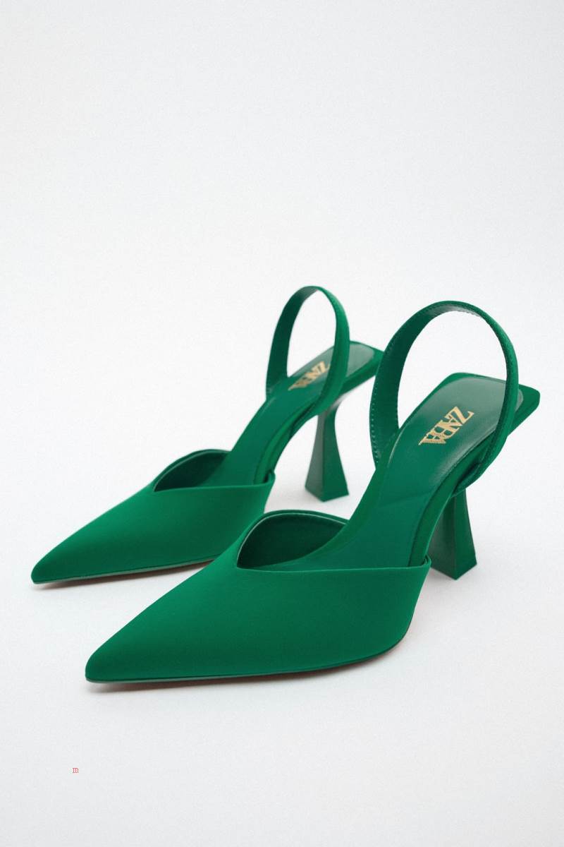 ZARA SLINGBACK Högklackade Skor Dam Gröna | UEPYH-0149