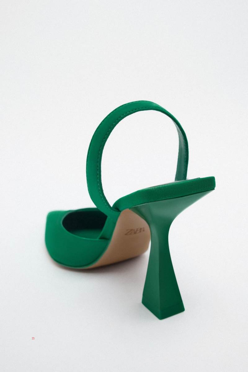 ZARA SLINGBACK Högklackade Skor Dam Gröna | UEPYH-0149