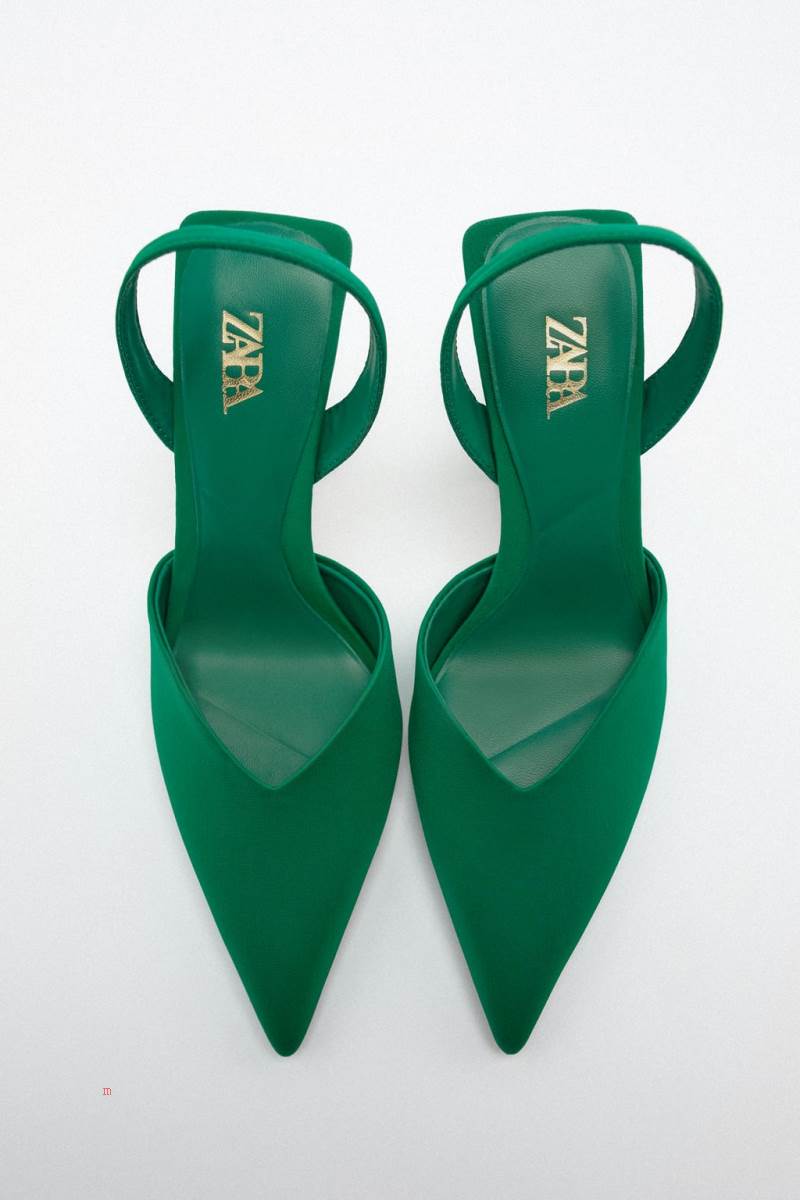 ZARA SLINGBACK Högklackade Skor Dam Gröna | UEPYH-0149