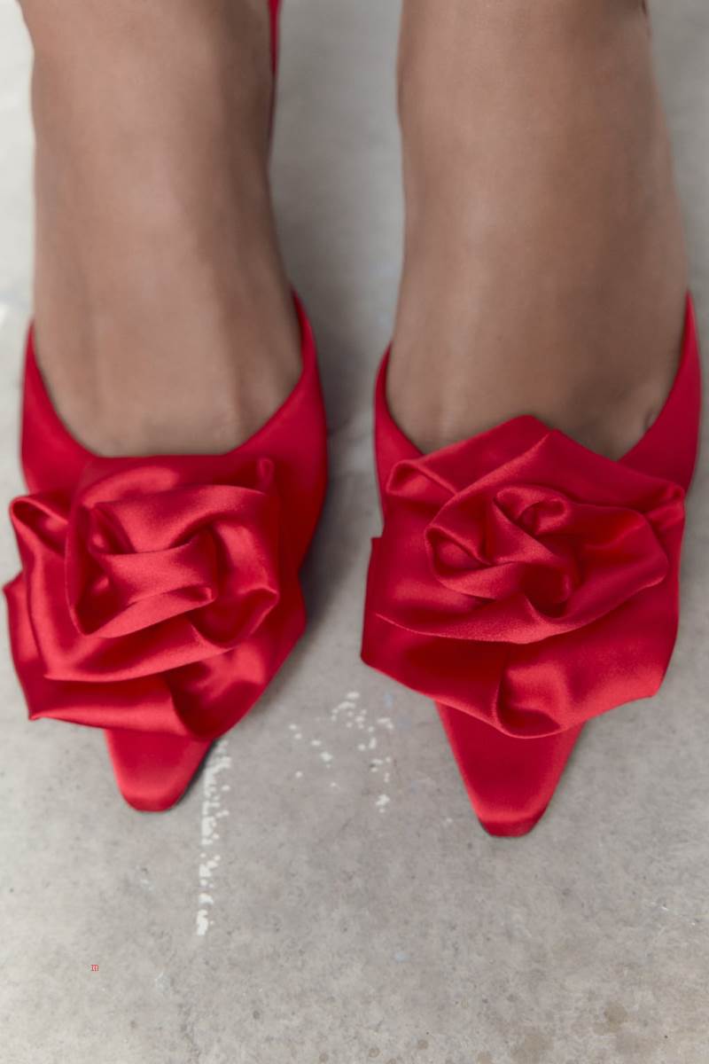 ZARA SLINGBACK WITH FLOWER Högklackade Skor Dam Röda | AURVY-2703