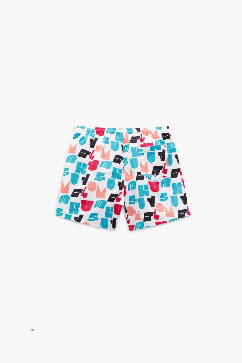 ZARA SLOGAN PRINT SWIMMING TRUNKS Badkläder Herr Vita | YJOXU-3591