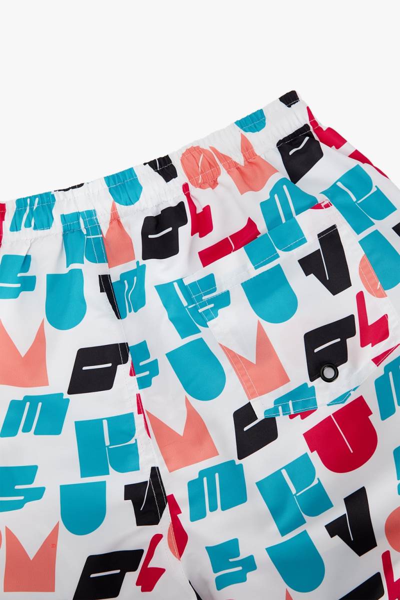 ZARA SLOGAN PRINT SWIMMING TRUNKS Badkläder Herr Vita | YJOXU-3591