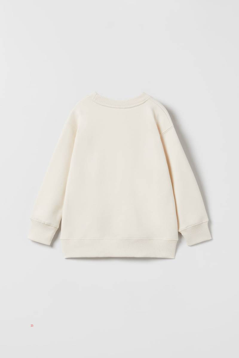 ZARA SLOGAN PRINT Sweatshirt Pojke Vita | ASQJX-3462