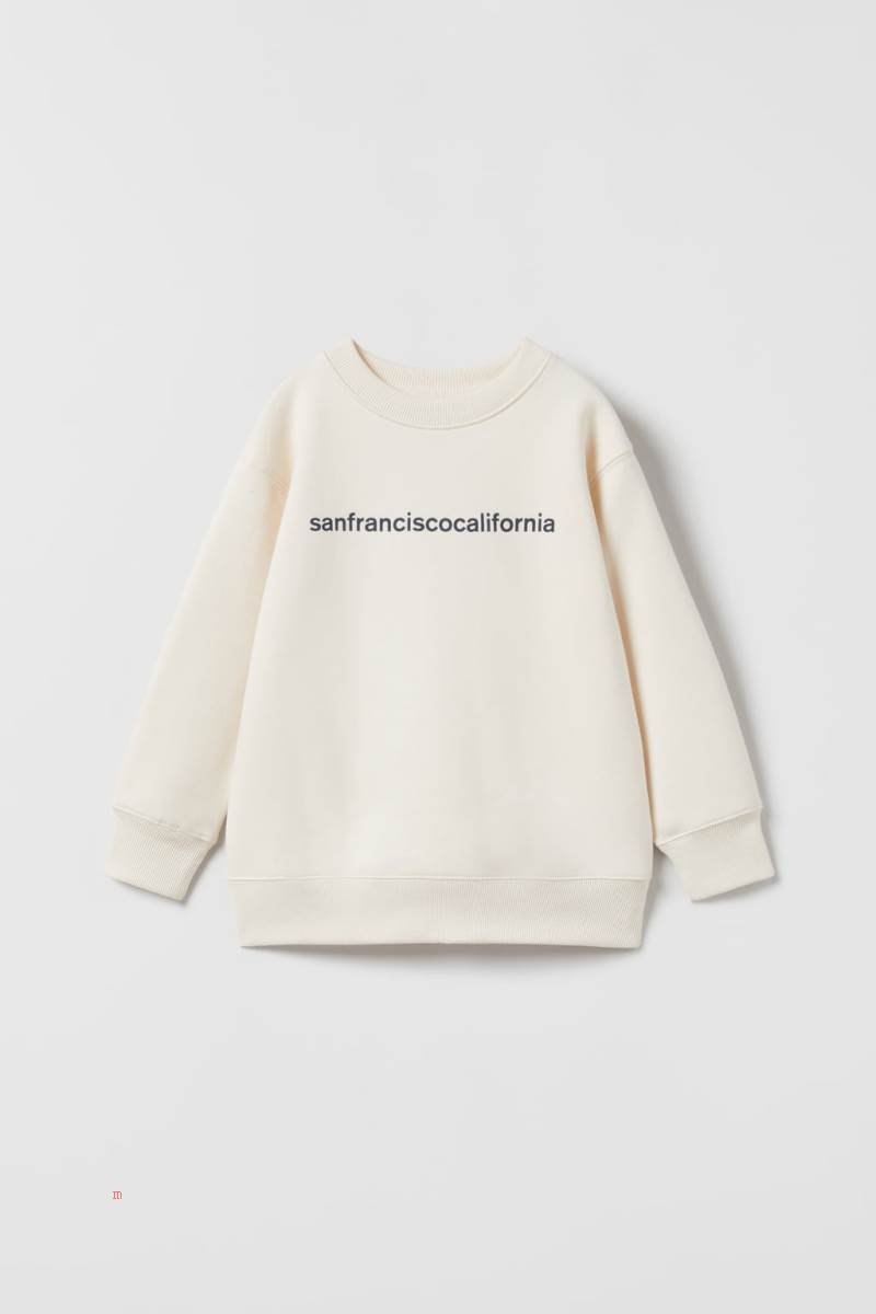 ZARA SLOGAN PRINT Sweatshirt Pojke Vita | ASQJX-3462