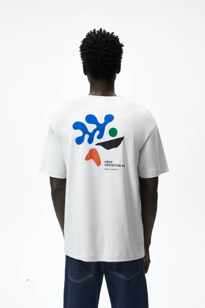 ZARA SLOGAN PRINT T-shirt Herr Grå | QACJR-9218