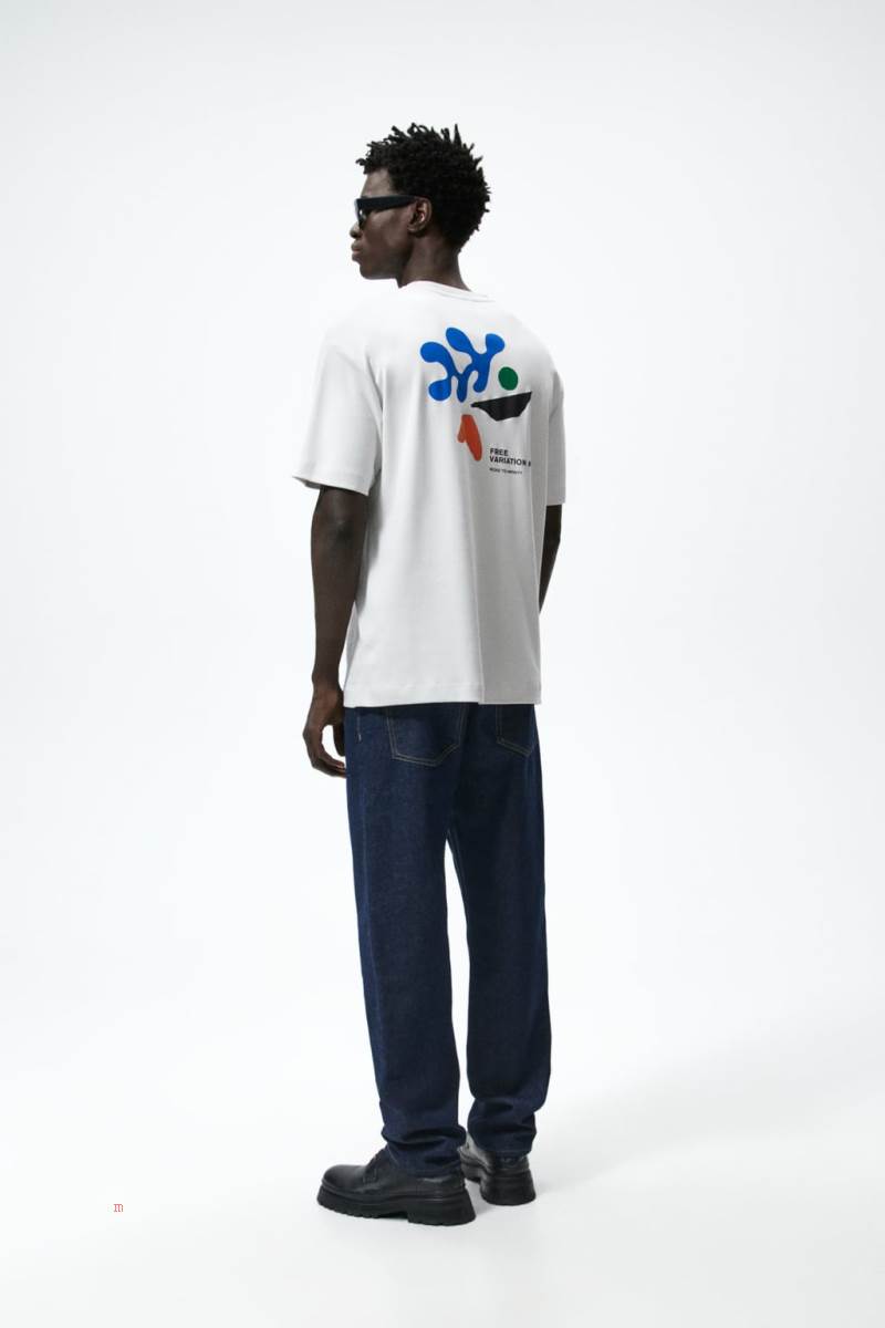 ZARA SLOGAN PRINT T-shirt Herr Grå | QACJR-9218