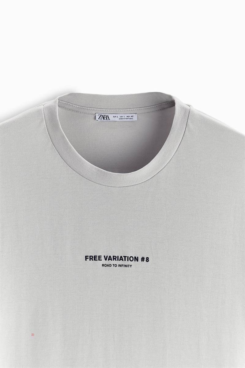 ZARA SLOGAN PRINT T-shirt Herr Grå | QACJR-9218