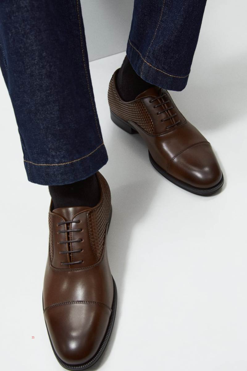ZARA SMART EMBOSSED Finskor Herr Bruna | SEFXY-1498