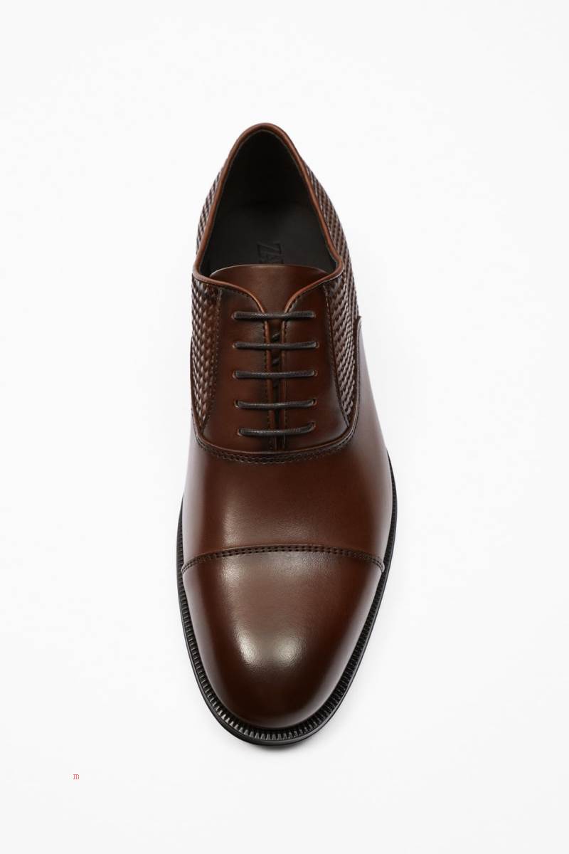 ZARA SMART EMBOSSED Finskor Herr Bruna | SEFXY-1498