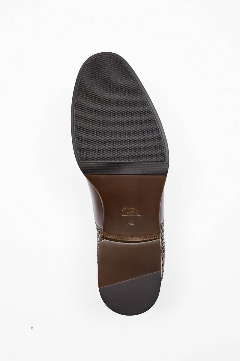 ZARA SMART EMBOSSED Finskor Herr Bruna | SEFXY-1498