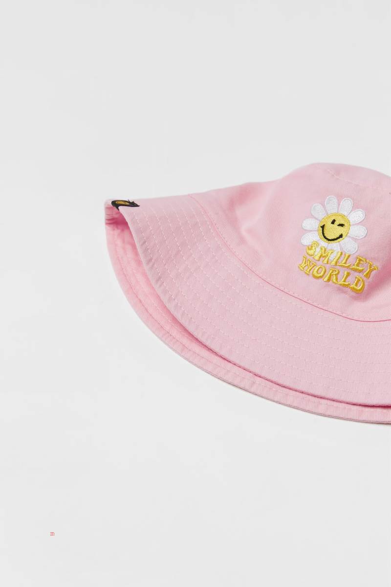 ZARA SMILEYWORLD ® HAPPY COLLECTION BUCKET Hatt Tjej Rosa | LXYPT-6923