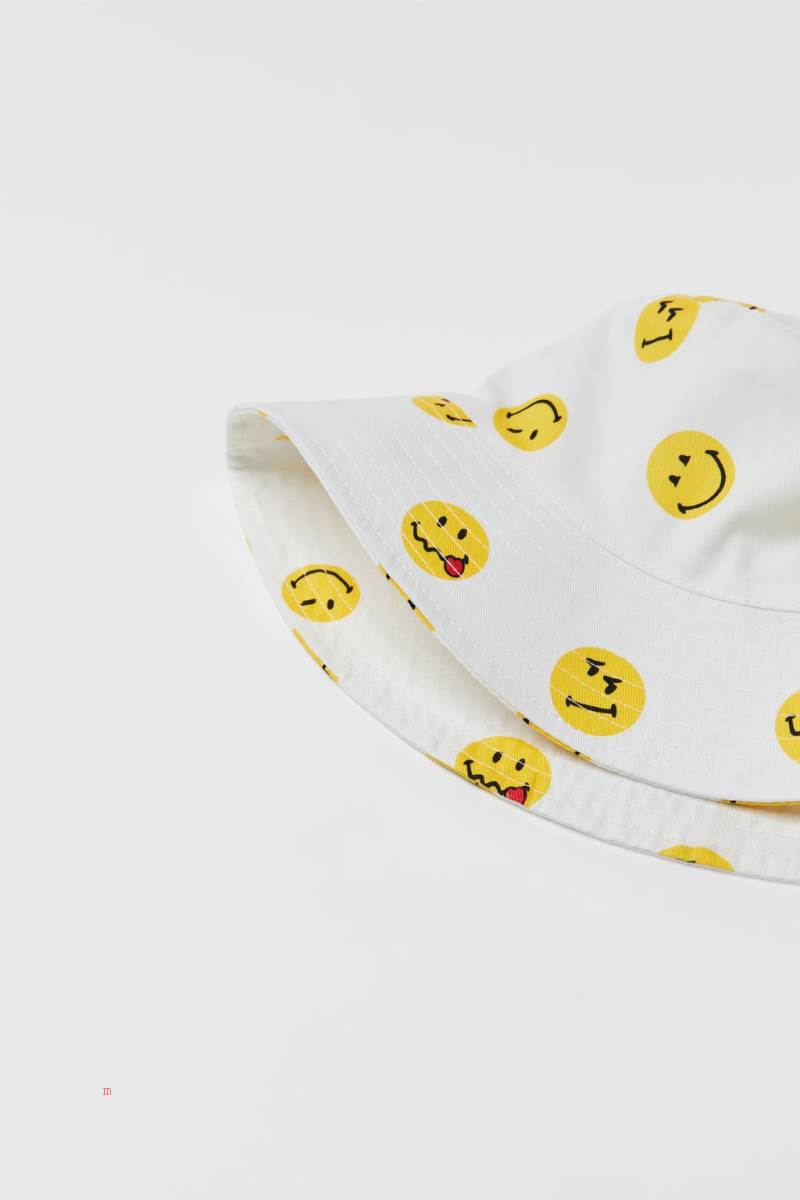 ZARA SMILEYWORLD ® HAPPY COLLECTION BUCKET Hatt Tjej Vita | TKXJY-3127
