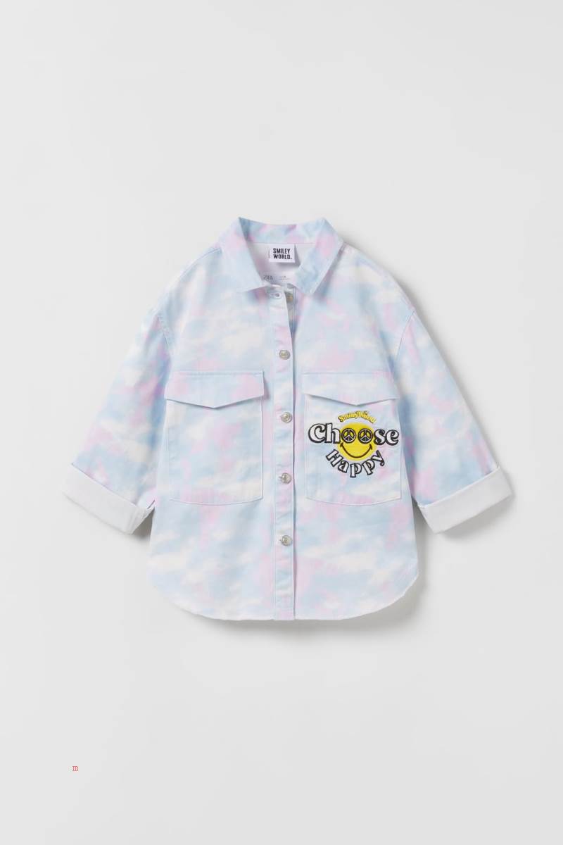ZARA SMILEYWORLD ® HAPPY COLLECTION Övertröja Tjej Vita Blå | ECMTH-5096