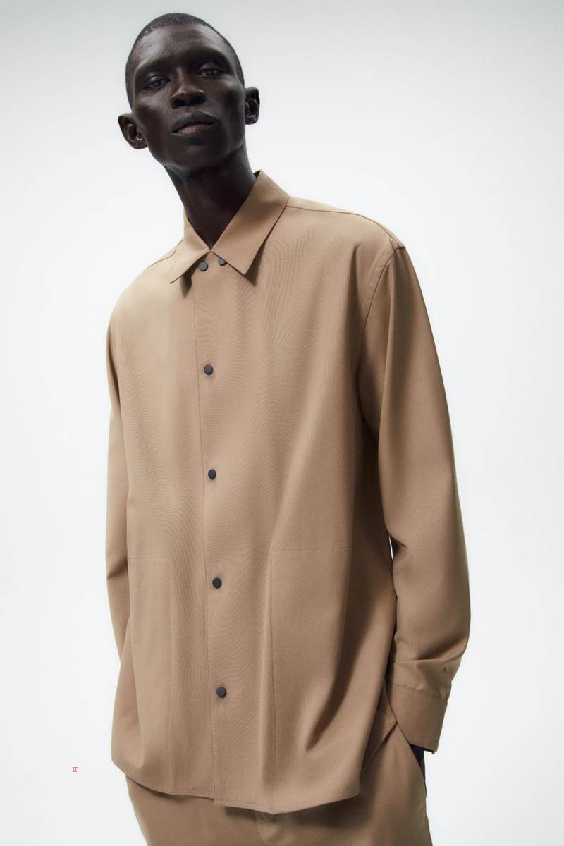 ZARA SNAP BUTTON Övertröja Herr Ljusbruna | RGCXZ-9184