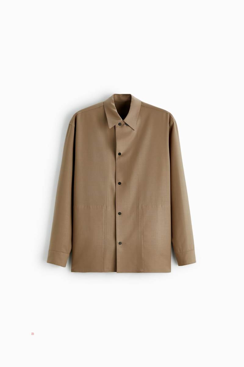 ZARA SNAP BUTTON Övertröja Herr Ljusbruna | RGCXZ-9184