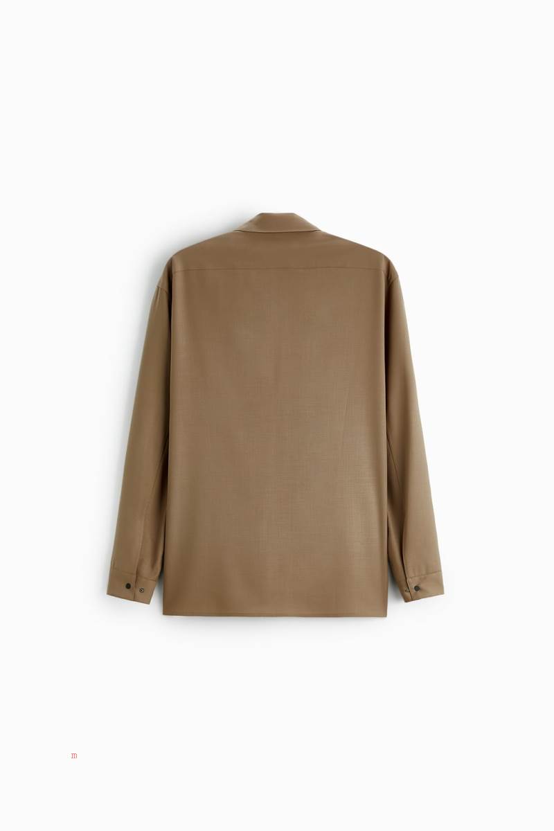 ZARA SNAP BUTTON Övertröja Herr Ljusbruna | RGCXZ-9184