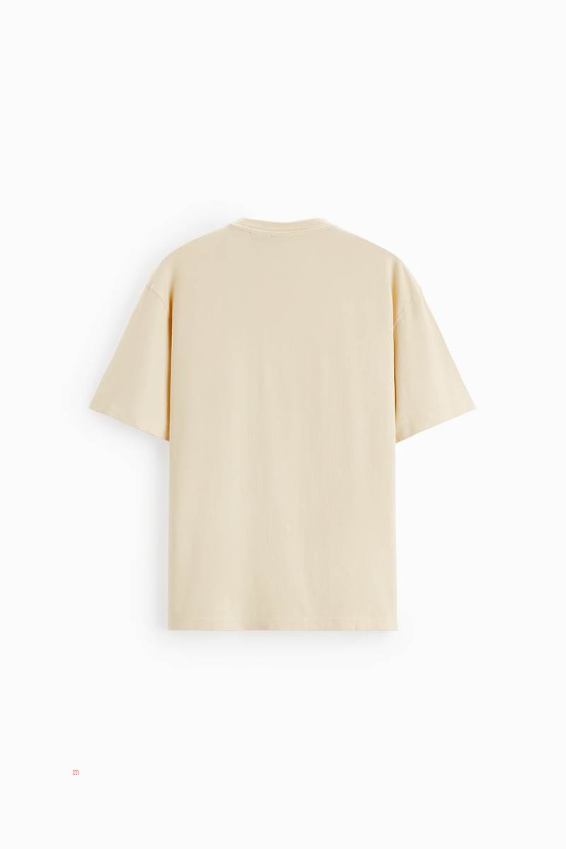 ZARA SNOOPY PEANUTS™ PRINT. T-shirt Herr Vita | SUPNQ-1986