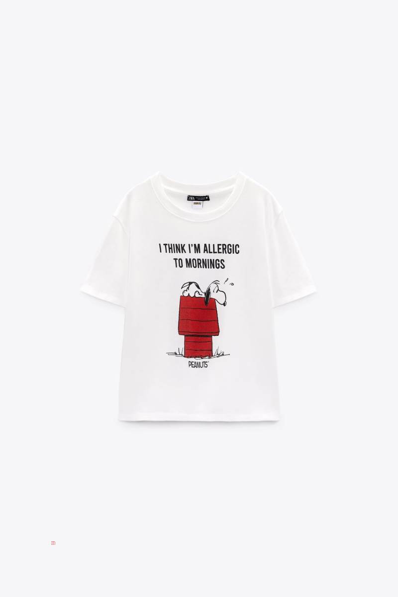 ZARA SNOOPY PEANUTS™ T-shirt Dam Vita | XDJAV-0738