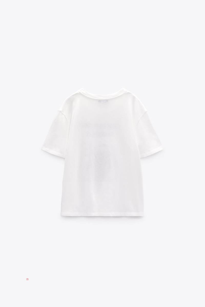 ZARA SNOOPY PEANUTS™ T-shirt Dam Vita | XDJAV-0738