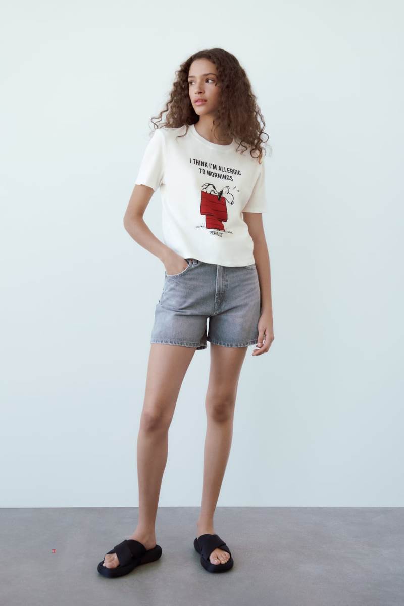 ZARA SNOOPY PEANUTS™ T-shirt Dam Vita | XDJAV-0738