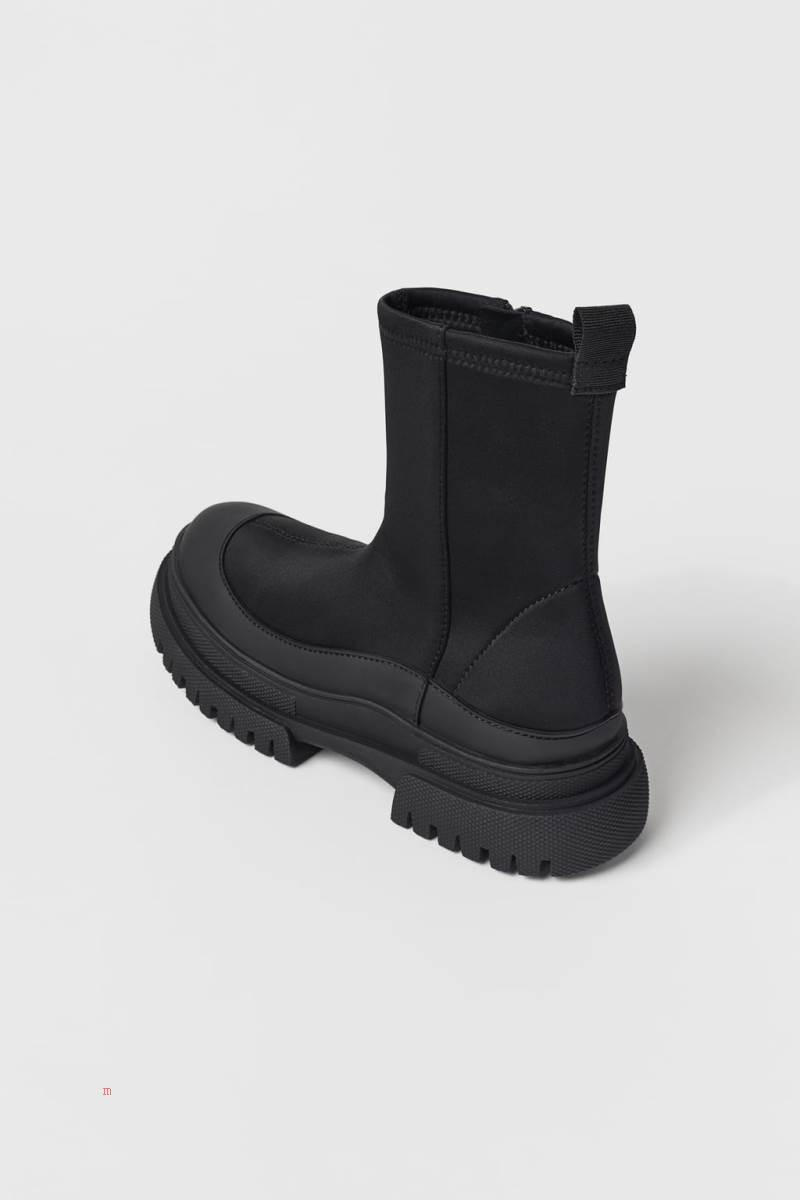 ZARA SOCK-STYLE Ankelboots Tjej Svarta | BNZFY-0875