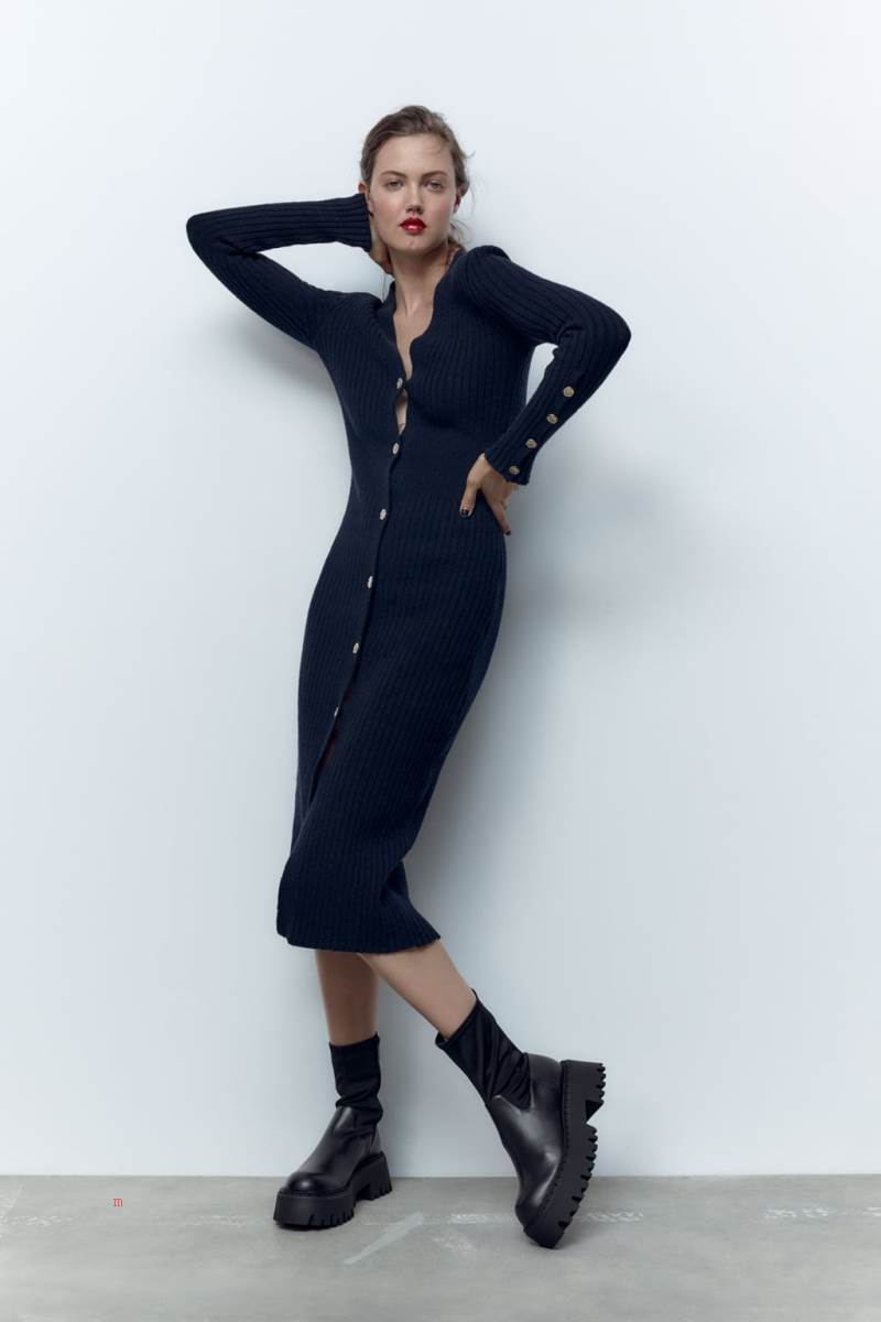ZARA SOCK-STYLE TRACK SOLE Ankelboots Dam Svarta | MHYIA-5943