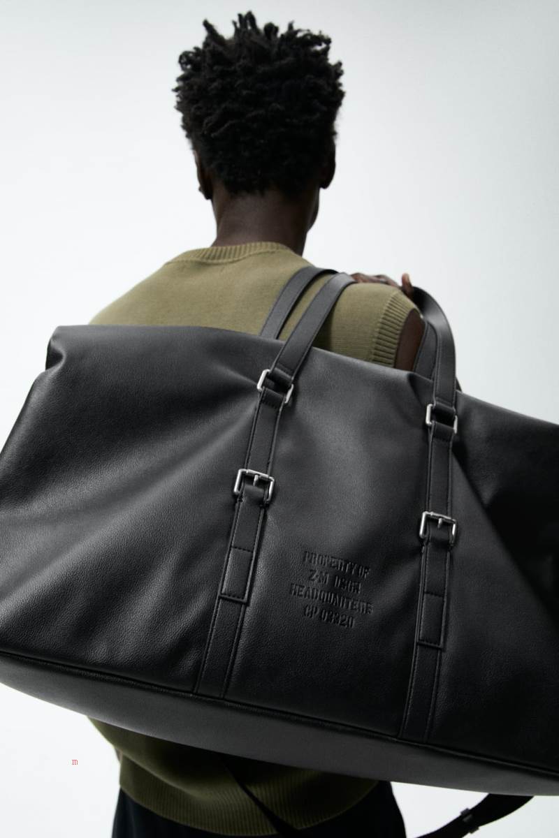 ZARA SOFT BOWLING BAG Handväska Herr Svarta | JTZVP-5602