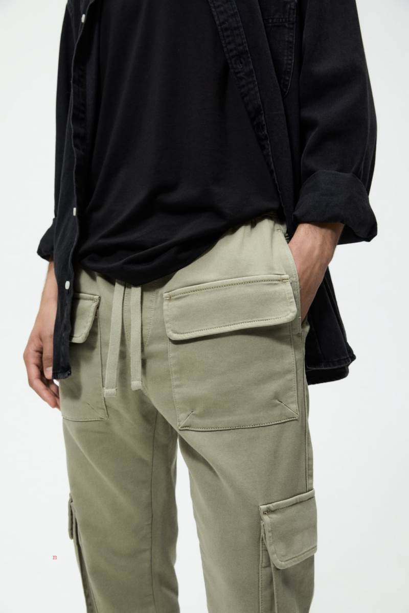 ZARA SOFT DENIM CARGO Byxor Herr Khaki | GZBNL-6572