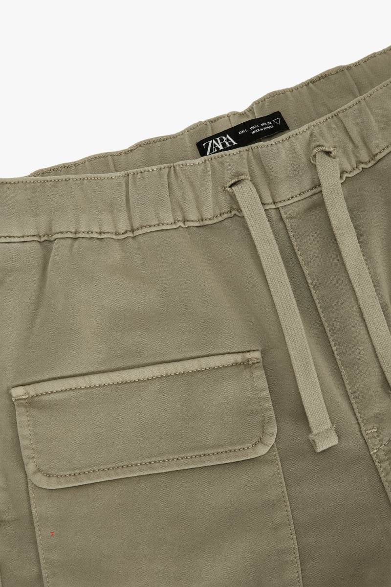 ZARA SOFT DENIM CARGO Byxor Herr Khaki | GZBNL-6572