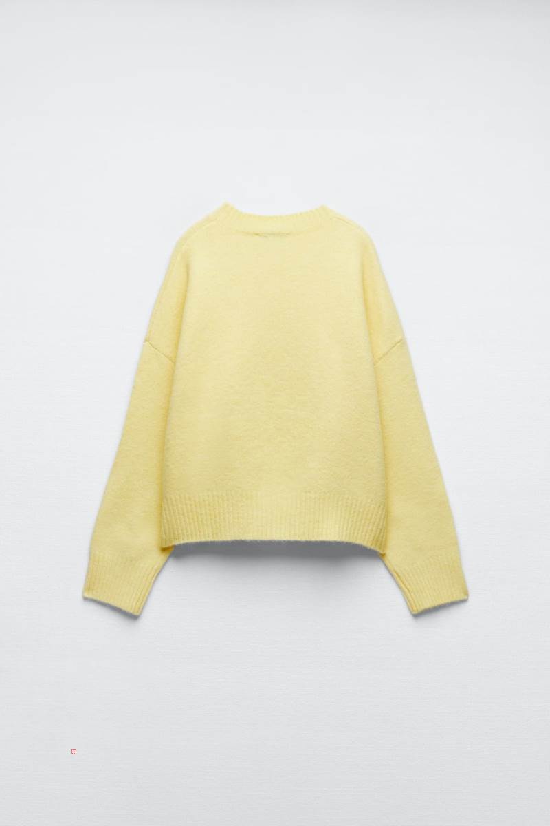 ZARA SOFT KNIT Tröjor Dam Ljusgula | UHQCT-1280