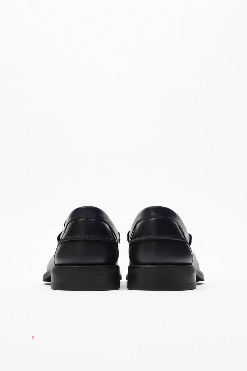 ZARA SOFT LEATHER Loafers Herr Marinblå Blå | IWEOX-3548