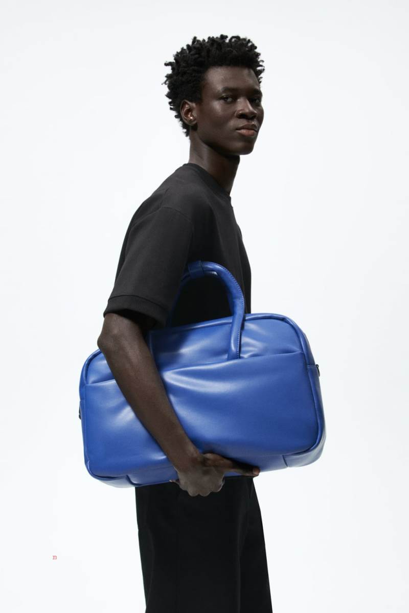 ZARA SOFT QUILTED BOWLING BAG Handväska Herr Blå | KBSDI-3492