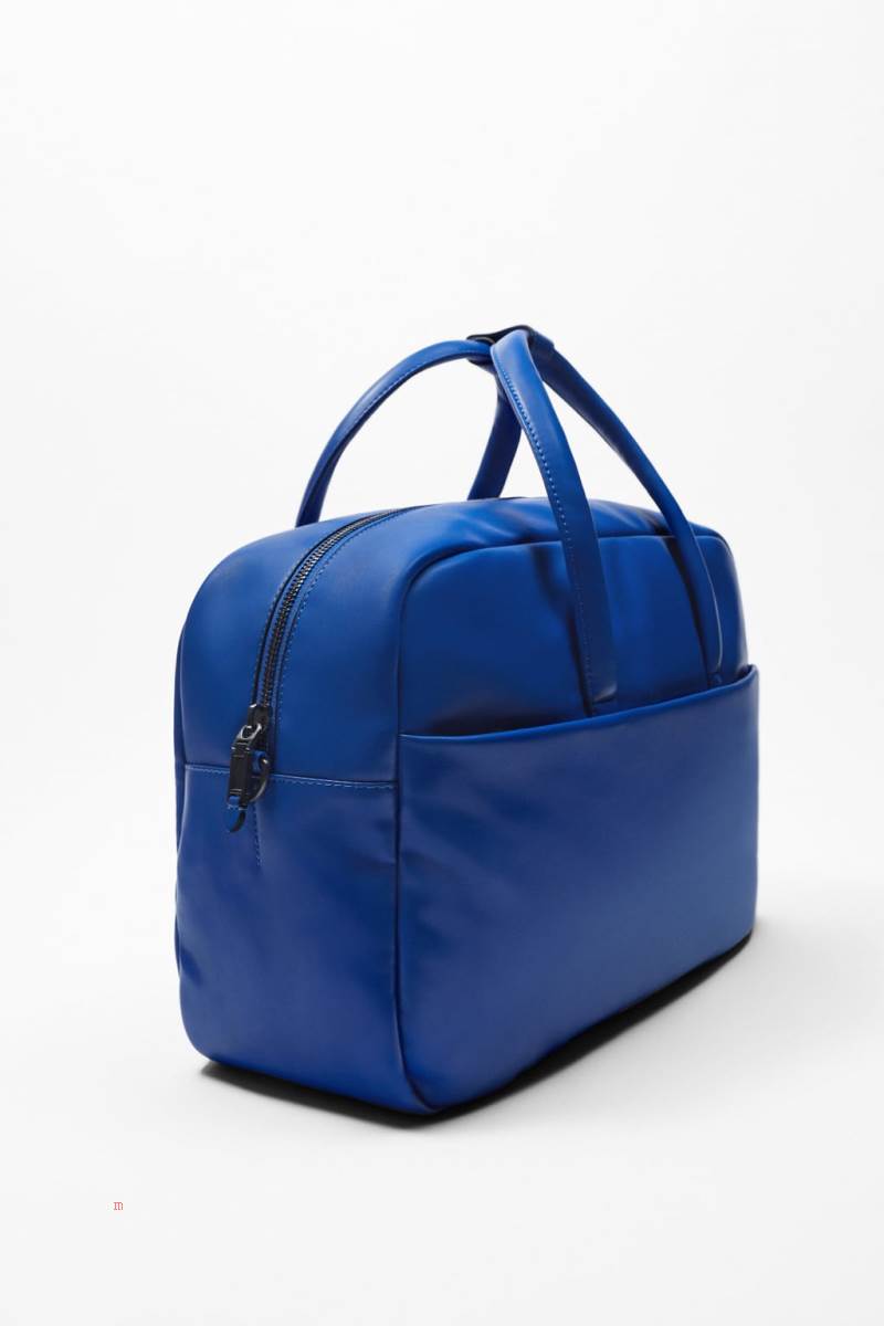 ZARA SOFT QUILTED BOWLING BAG Handväska Herr Blå | KBSDI-3492